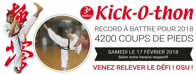 Samedi le 17 février 2018  – Kick-O-Thon 3e édition – Karaté Laval